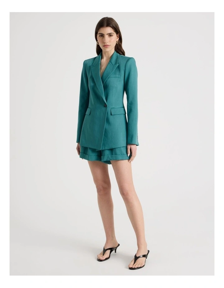 Twill Blazer in Teal image 2