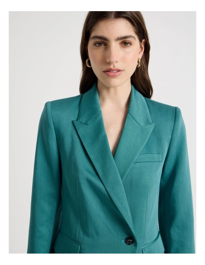 Twill Blazer in Teal image 3