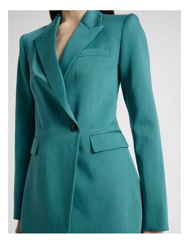 Twill Blazer in Teal image 4