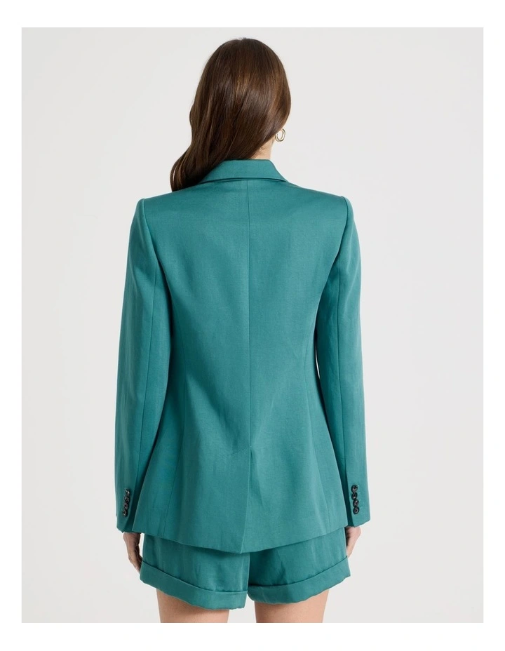 Twill Blazer in Teal image 6
