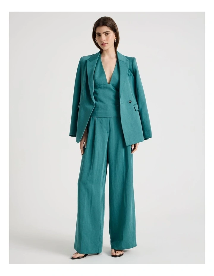 Twill Blazer in Teal image 7