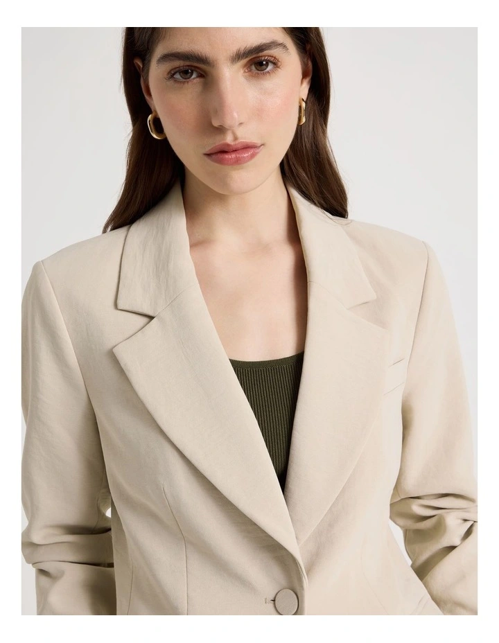 Single Breasted Blazer in Mink image 3