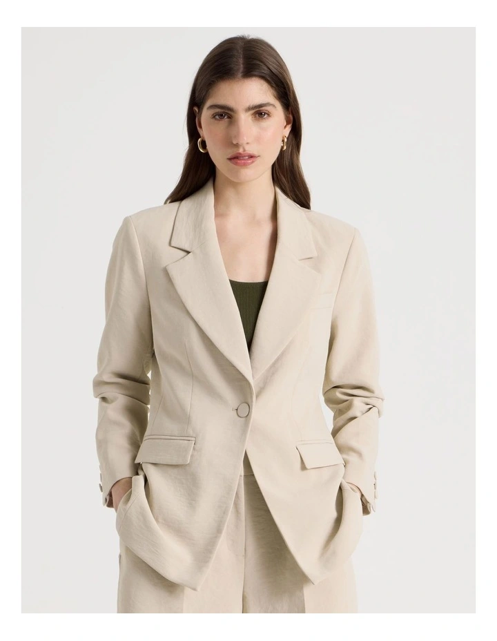 Single Breasted Blazer in Mink image 4