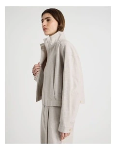 Cropped Check Bomber in Mink