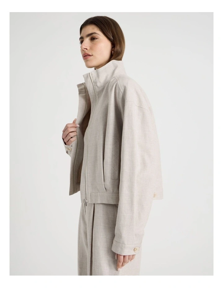 Cropped Check Bomber in Mink image 1