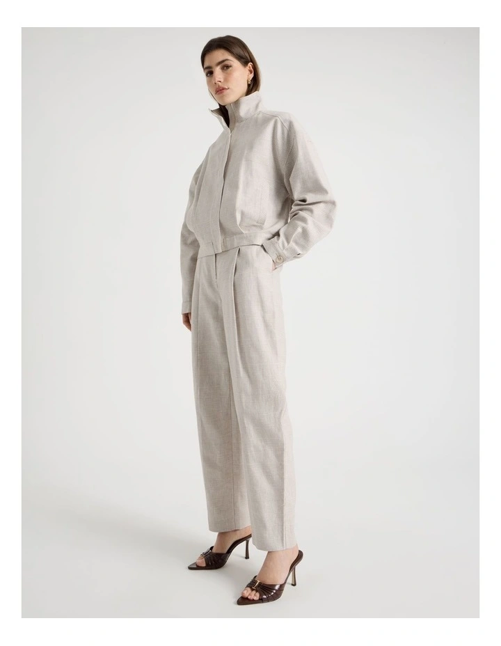 Cropped Check Bomber in Mink image 2