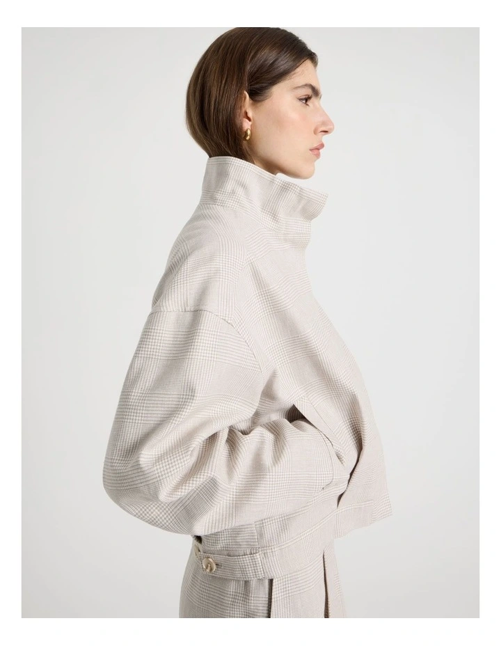 Cropped Check Bomber in Mink image 3