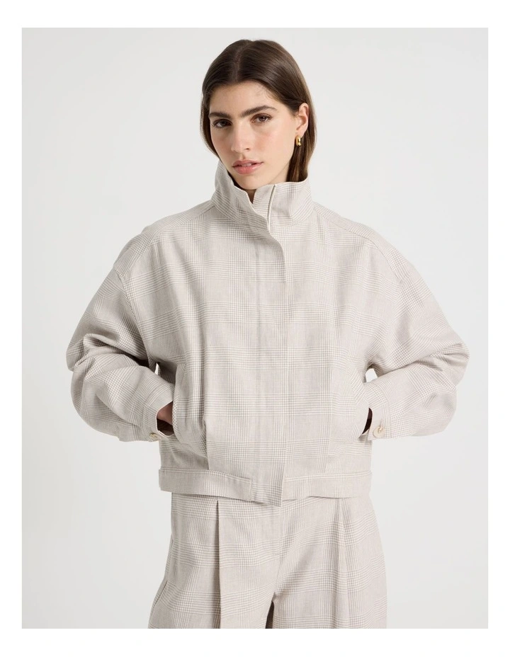 Cropped Check Bomber in Mink image 4