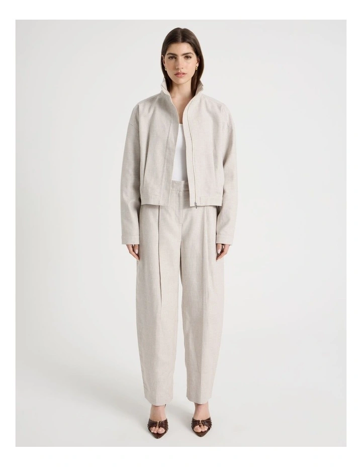 Cropped Check Bomber in Mink image 7