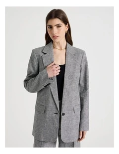 Oversized Check Blazer in Black/White