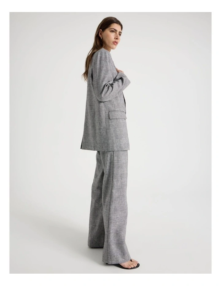 Oversized Check Blazer in Black/White image 2