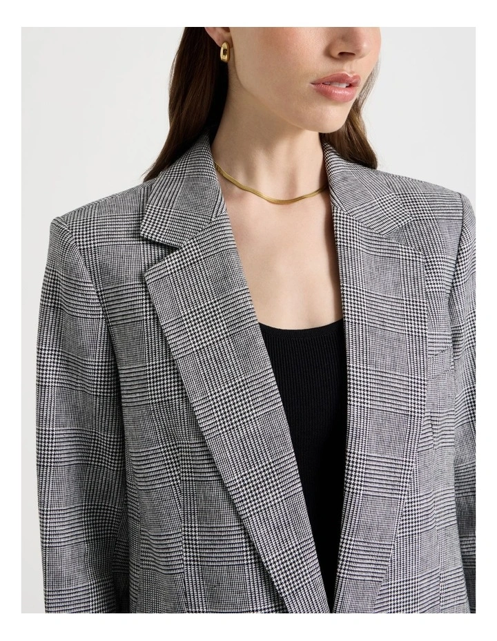 Oversized Check Blazer in Black/White image 3
