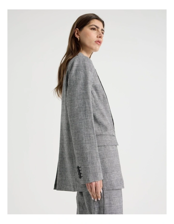 Oversized Check Blazer in Black/White image 4