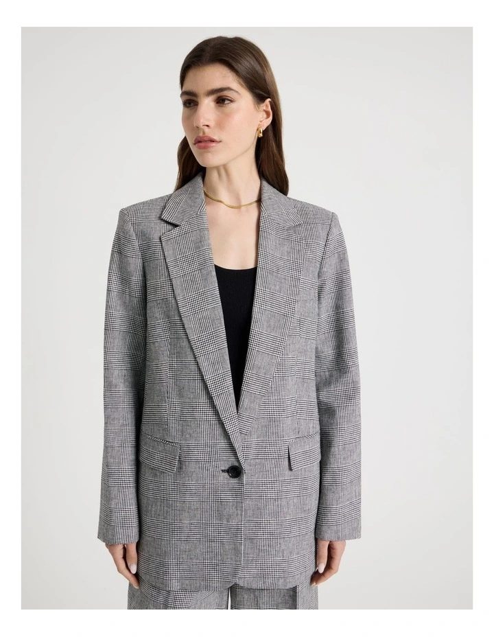 Oversized Check Blazer in Black/White image 5