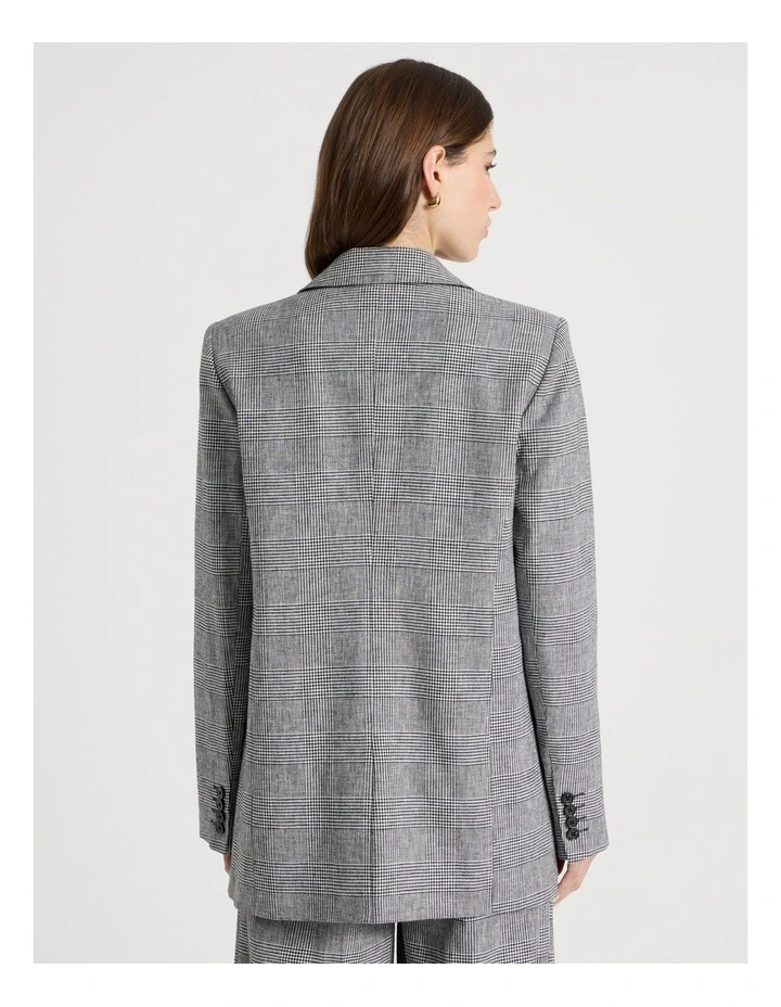 Oversized Check Blazer in Black/White image 6