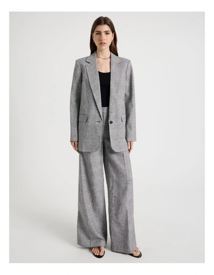 Oversized Check Blazer in Black/White image 7