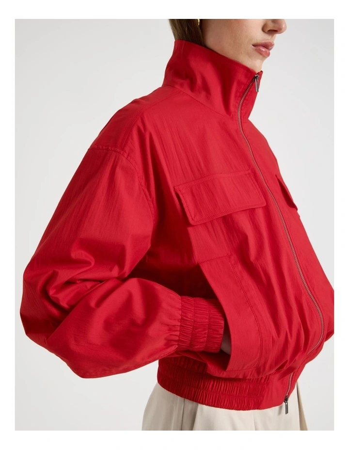 Utility Detail Cotton Bomber in Red image 2