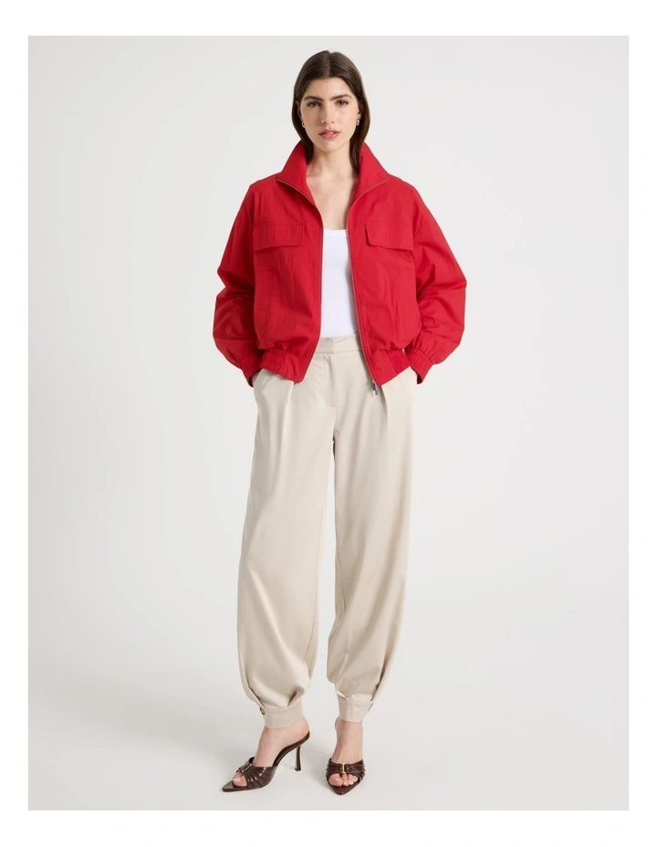 Utility Detail Cotton Bomber in Red image 3