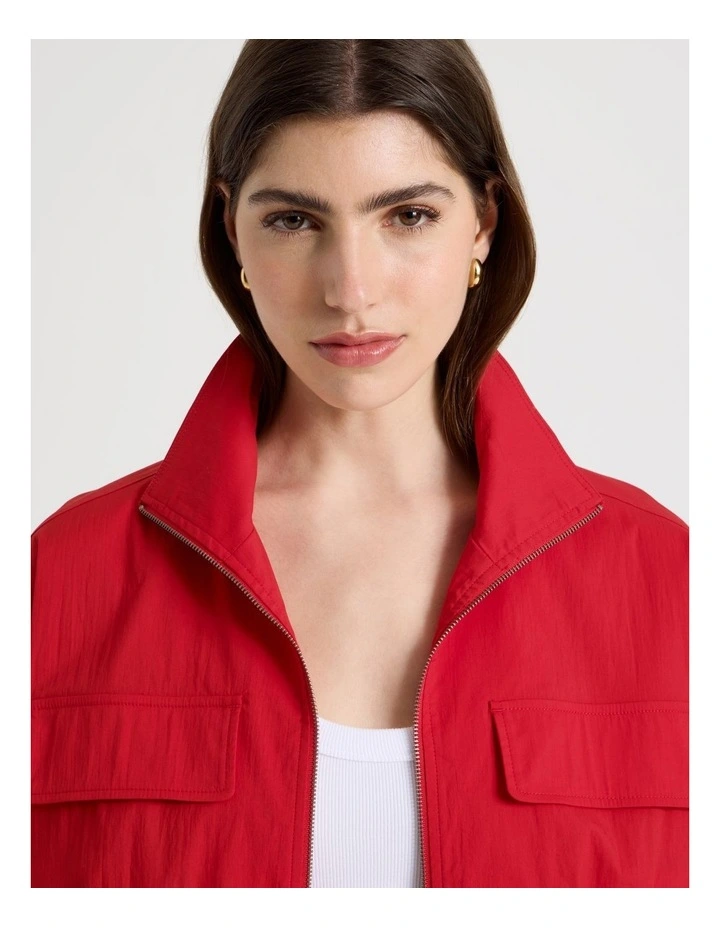 Utility Detail Cotton Bomber in Red image 4