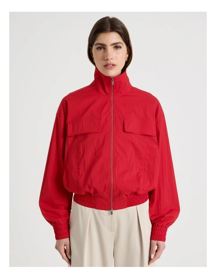 Utility Detail Cotton Bomber in Red image 5