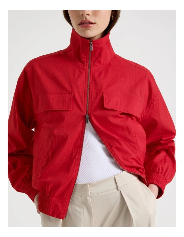 Utility Detail Cotton Bomber in Red image 7