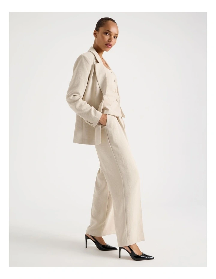 Pleat Front Wide Leg Pant in Stone image 1