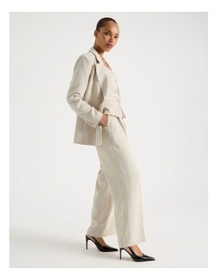 Pleat Front Wide Leg Pant in Stone