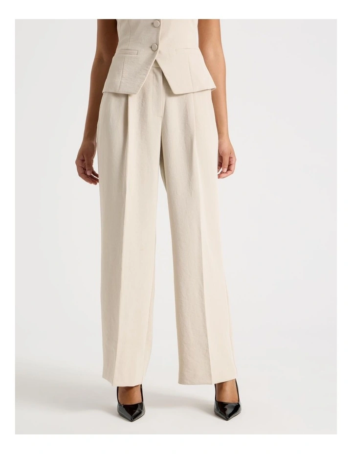 Pleat Front Wide Leg Pant in Stone image 2