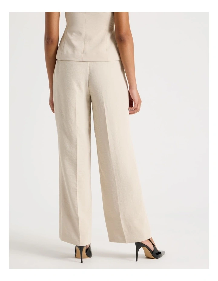 Pleat Front Wide Leg Pant in Stone image 5