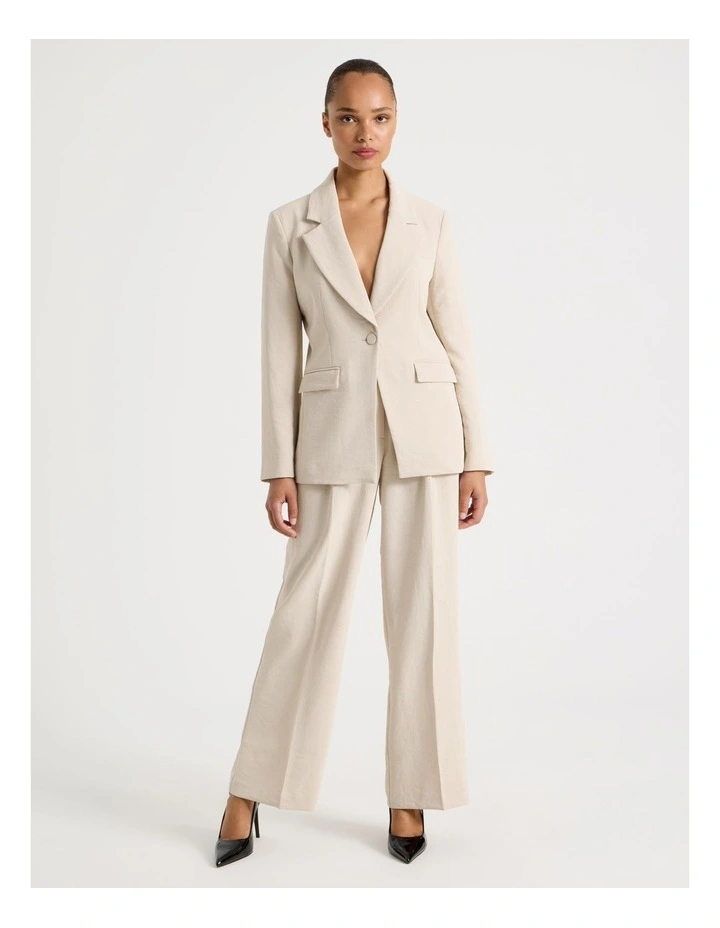 Pleat Front Wide Leg Pant in Stone image 6