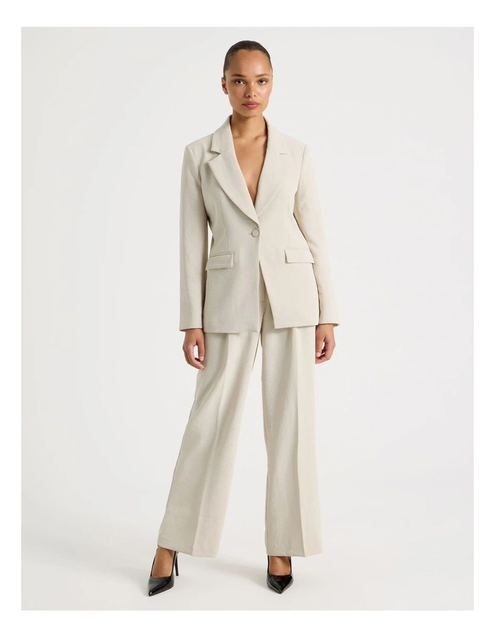 Pleat Front Wide Leg Pant in Stone image 6