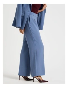 Pleat Front Wide Leg Pant in Dusty Blue