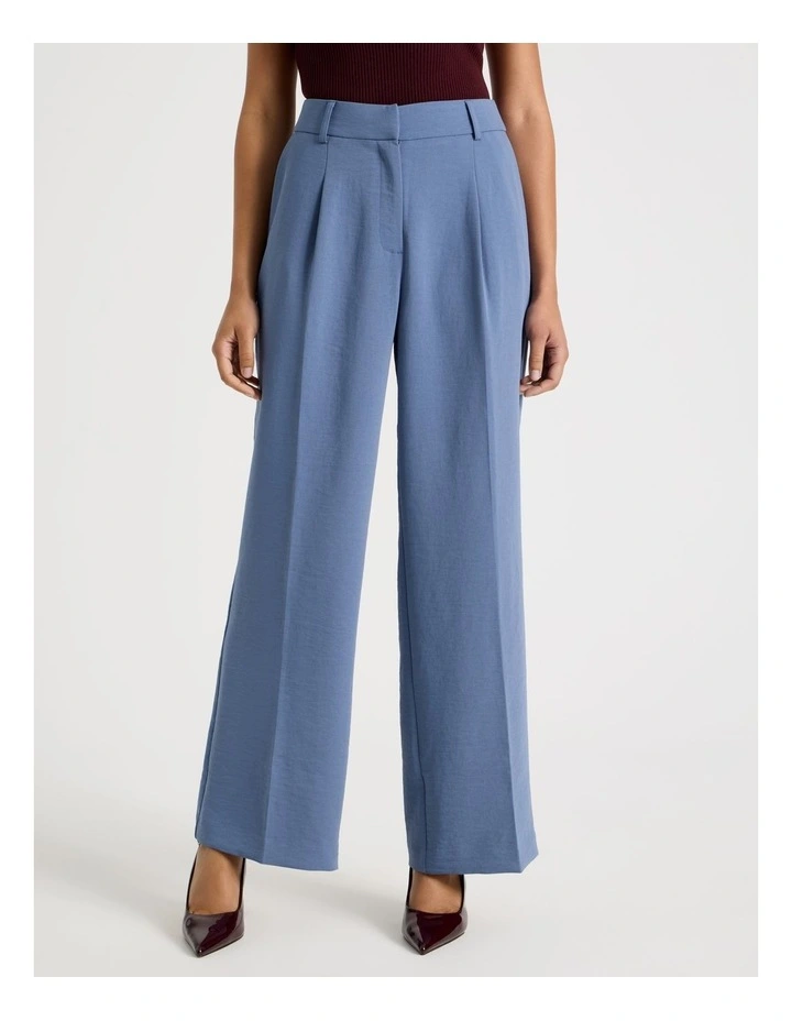 Pleat Front Wide Leg Pant in Dusty Blue image 4