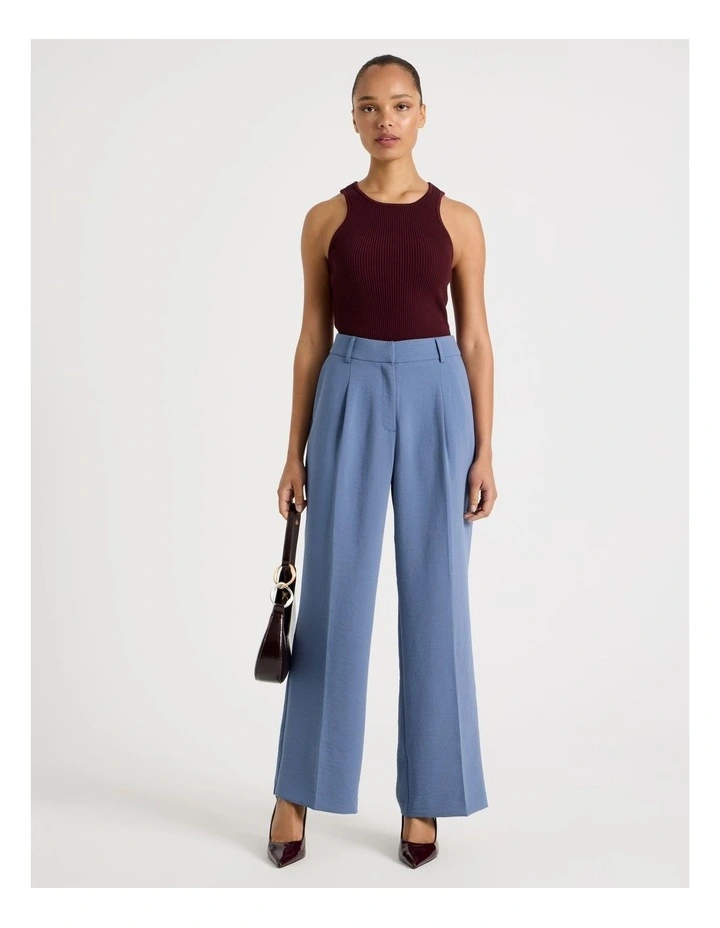 Pleat Front Wide Leg Pant in Dusty Blue image 7