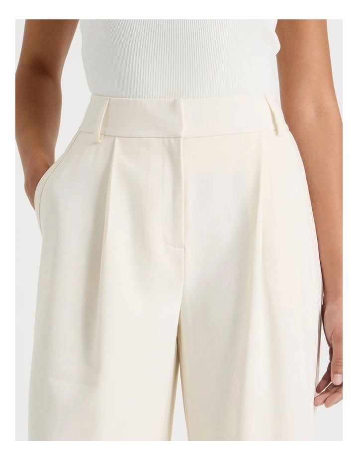 Elastic Back Wide Leg Tailored Pant in Ecru image 4