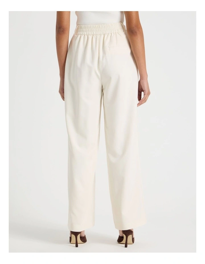 Elastic Back Wide Leg Tailored Pant in Ecru image 5