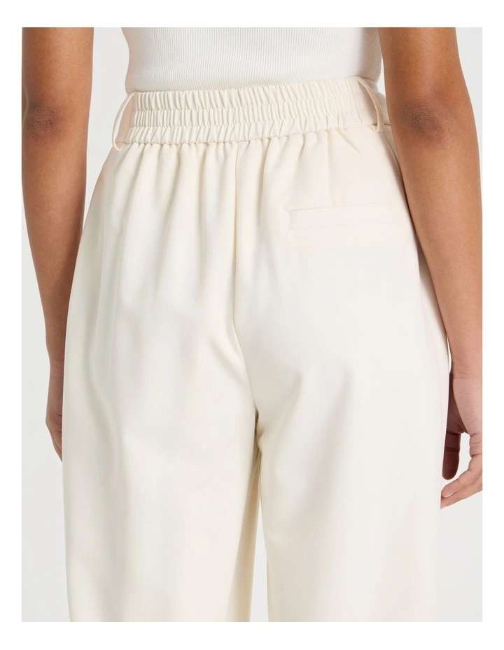 Elastic Back Wide Leg Tailored Pant in Ecru image 6