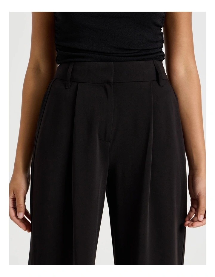 Elastic Back Wide Leg Tailored Pant in Black image 5