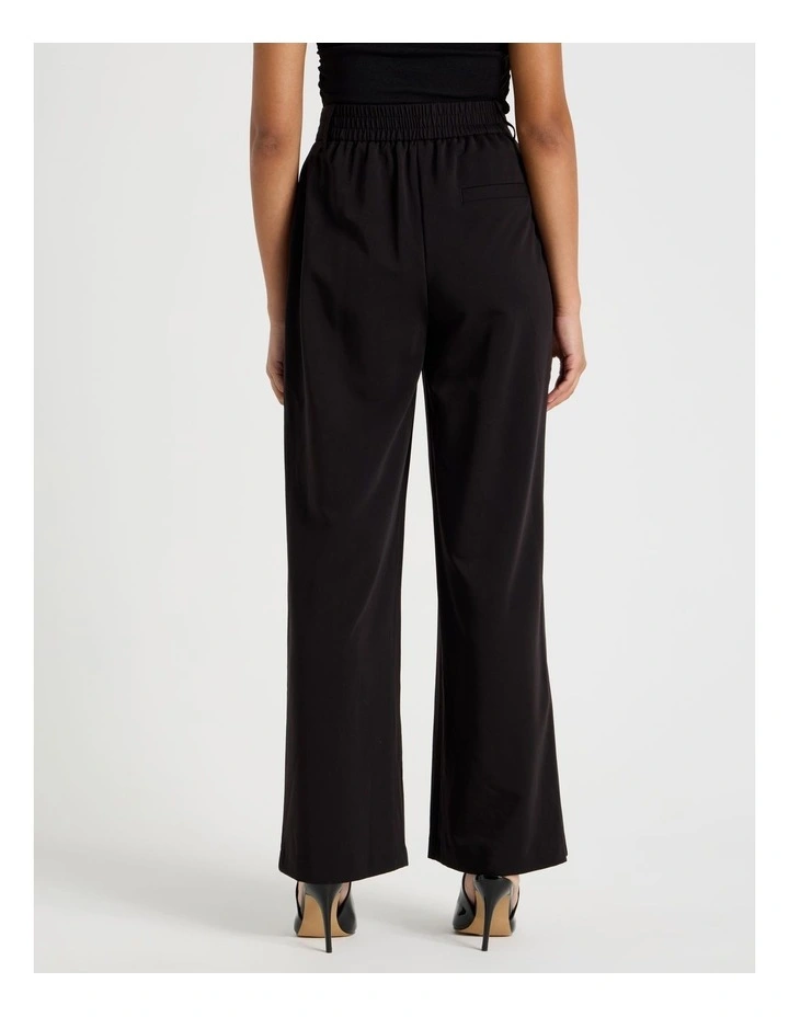 Elastic Back Wide Leg Tailored Pant in Black image 6