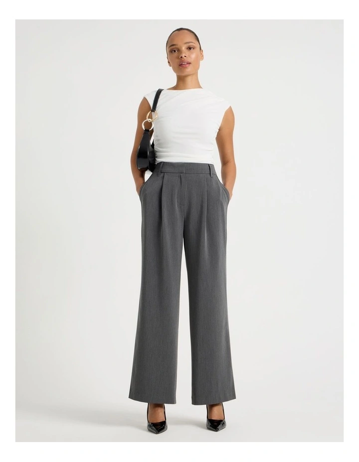 Elastic Back Wide Leg Tailored Pant in Charcoal image 1