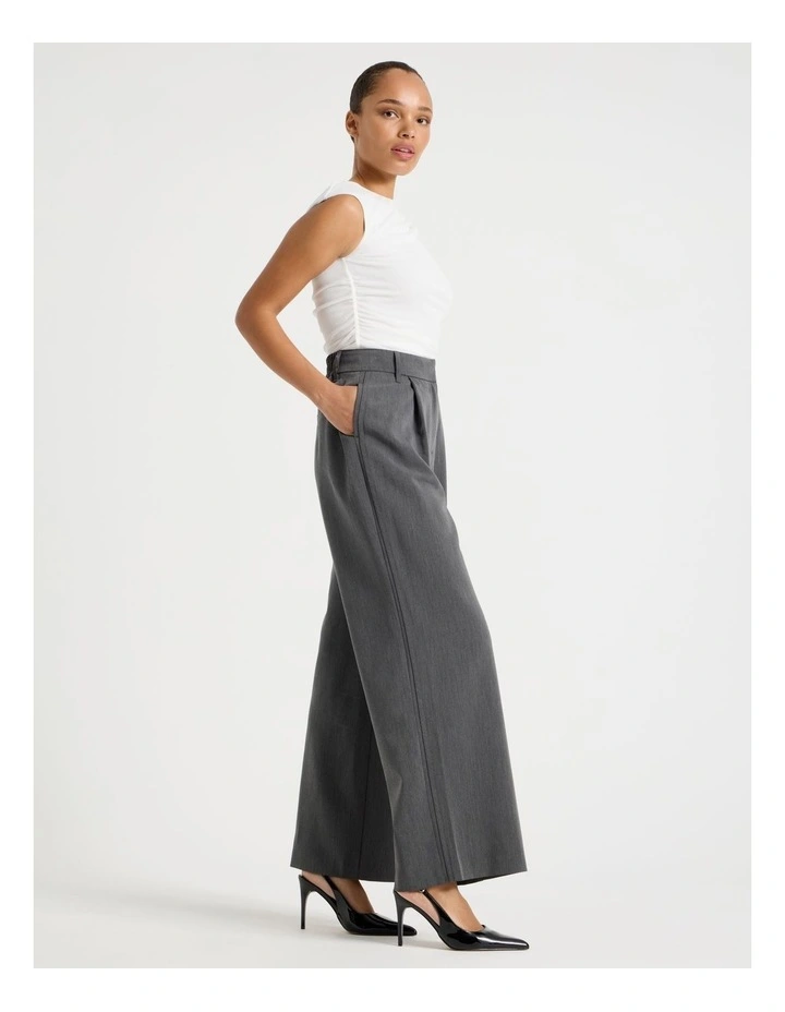 Elastic Back Wide Leg Tailored Pant in Charcoal image 3