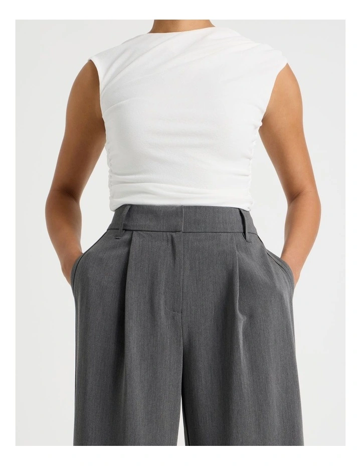 Elastic Back Wide Leg Tailored Pant in Charcoal image 4