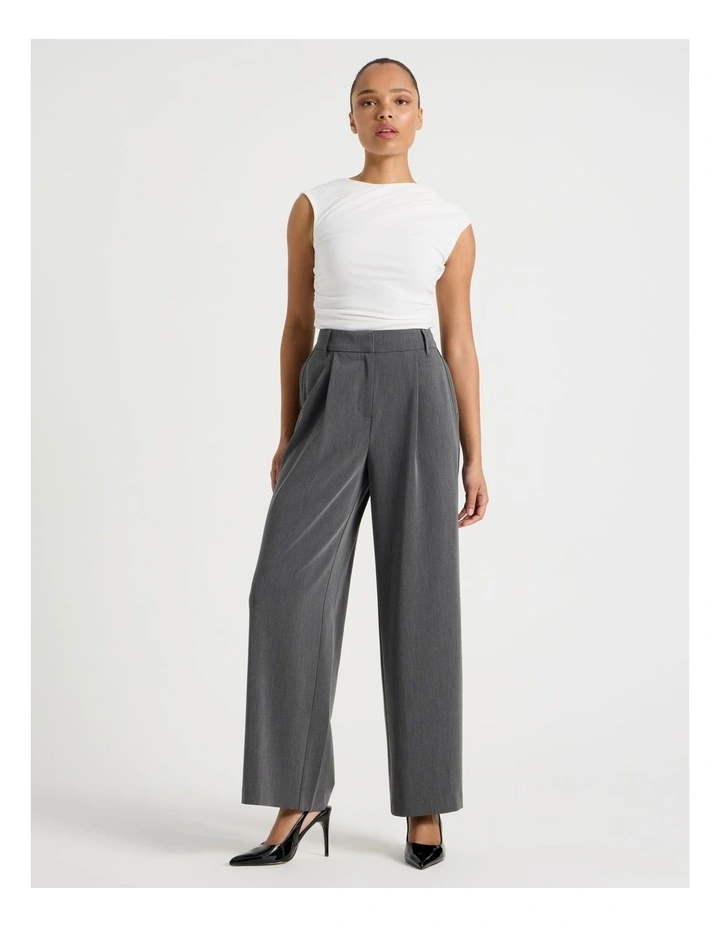 Elastic Back Wide Leg Tailored Pant in Charcoal image 7