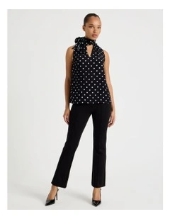 Ponte Flare Legging With Split Hem in Black