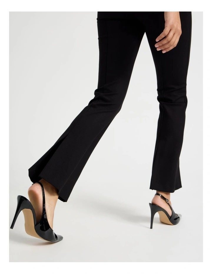 Ponte Flare Legging With Split Hem in Black image 2