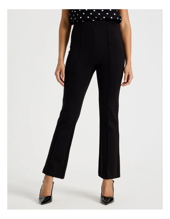 Ponte Flare Legging With Split Hem in Black image 3