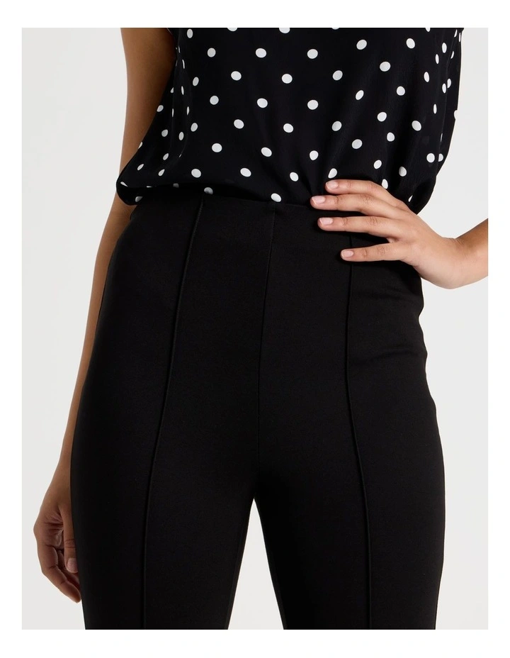 Ponte Flare Legging With Split Hem in Black image 4