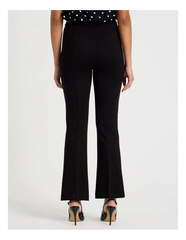 Ponte Flare Legging With Split Hem in Black image 5