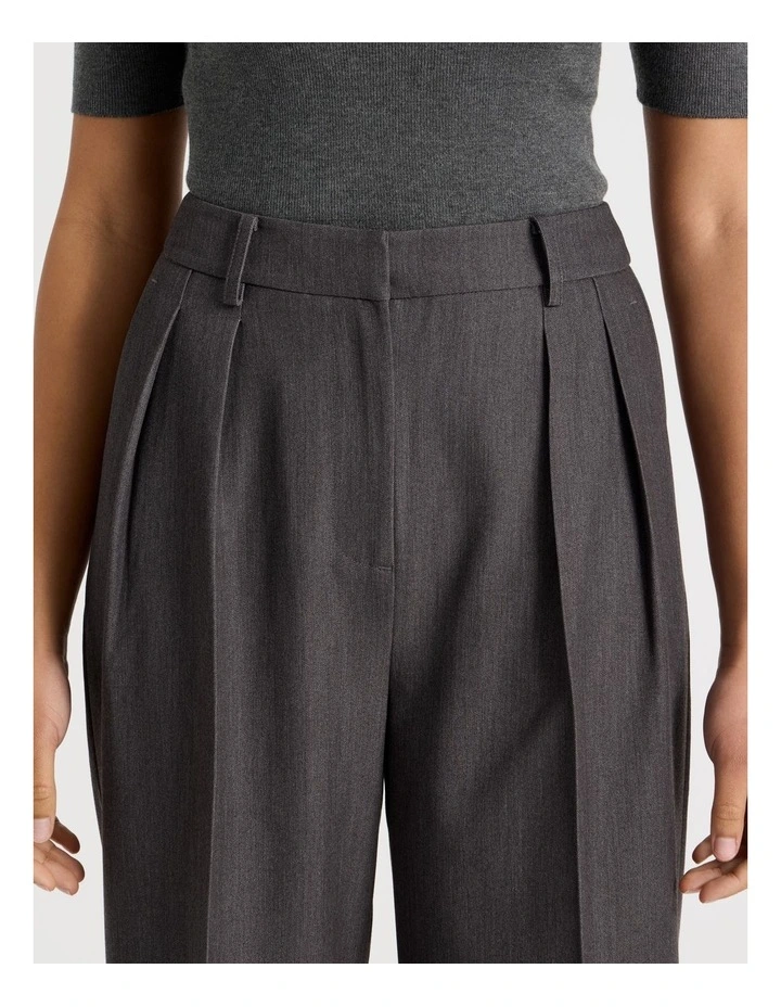 Double Pleat Wide Pants in Charcoal image 5