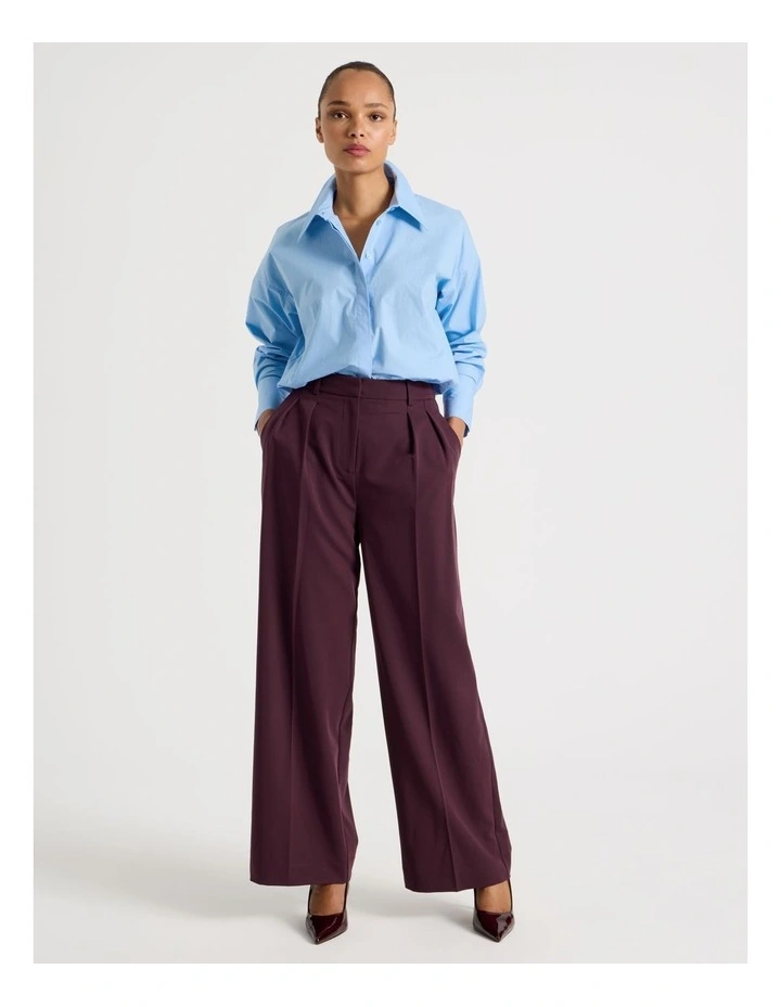 Double Pleat Wide Pants in Wine image 1